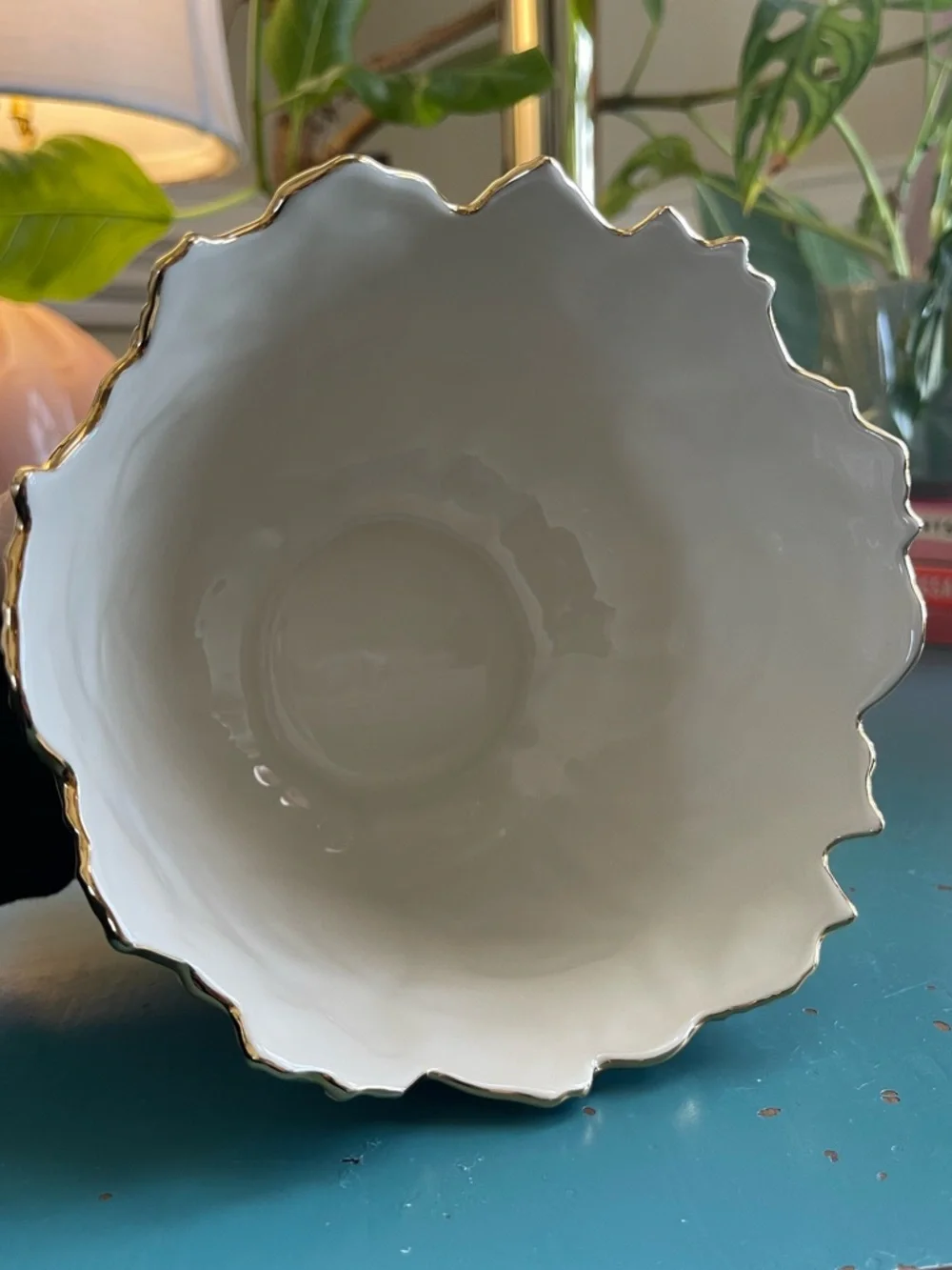 Lenox Tulip Treat Bowl - Embossed Tulips 24K Gold Scalloped Rim